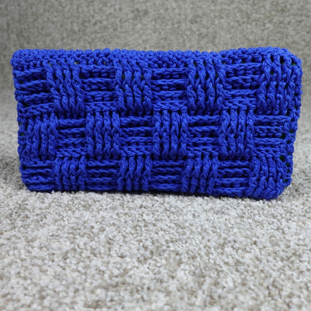 Handmade Crochet Reusable Mop Pad Cover Royal Blue Basketweave for Swiffer